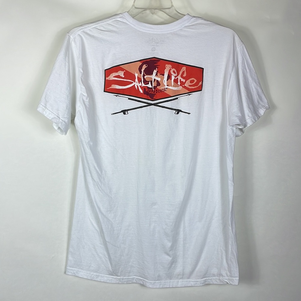 Men's Salt Life Live Salty 100% Cotton, white, short-sleeve tshirt in size Large